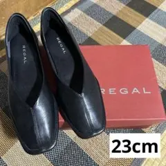 【美品】REGAL　ソフトカッターパンプス　F13Q　ブラック