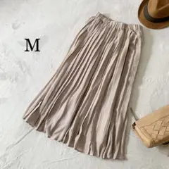 【新品】ロングスカート　プリーツスカート　M ベージュ