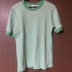 Healthknit グリーン ストライプ Tシャツ S