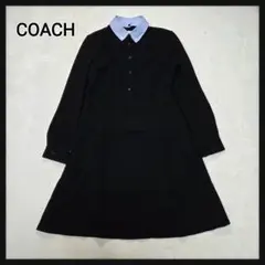 [美品]COACH シャツワンピース 大きいサイズ US8 フレア ブラック
