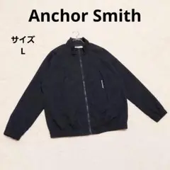 アンカー スミス フルジップジャケット L 黒 ロゴプリント ゆるだぼ ブルゾン