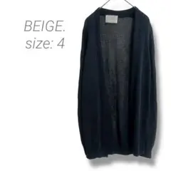 【ベイジ】BEIGE. ボタンロス長袖カーディガン 4 透け感有 綿混 羽織 紺