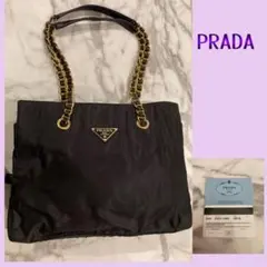 PRADAプラダ チェーンショルダーバッグ ネイビー