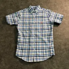 【U.S.POLO ASSN.】チェック柄 古着usedTSM1 半袖シャツ 青