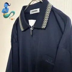 【新品】renoma ネイビー ジップアップポロシャツ　ゆったりLサイズ　大人感
