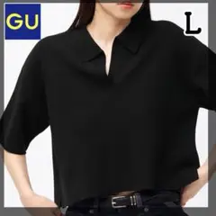 GU スキッパーポロセーター 5分袖 / Ｌ ブラック 未使用