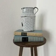 フランス　エナメル　ポット　デコレーション　花器