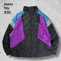90s古着pumaナイロンジャケットXXLマルチy2k万国旗タグ