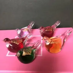 ガラス 鳩 置物 5個。
