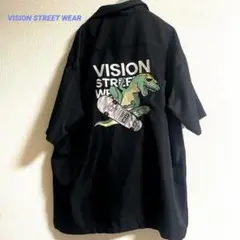 VISION STREET WEARビジョン　恐竜刺繍 バックプリント　シャツ