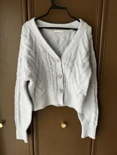 GU ケーブルニットカーディガン 水色