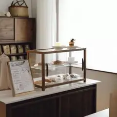 受注製作　北欧風　胡桃材×強化ガラスの卓上キャビネット　2段式　おしゃれ