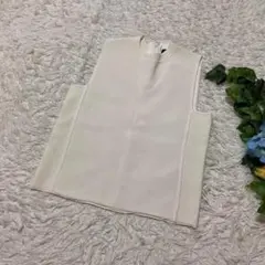 極美品　ポロラルフローレン　ノースリーブベスト　白　硬め生地　ストレッチ　M