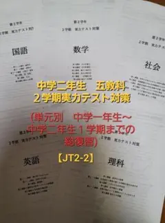 【中学二年生】２学期　５教科実力テスト対策問題(単元別確認テスト)【JT2-2】