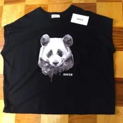 【新品未使用】ズッカ　半袖Ｔシャツ ブラック　パンダ柄
