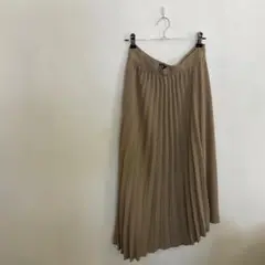 F0409　【ZARA】 ロングプリーツスカート　XSサイズ　ベージュ