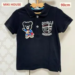 ミキハウス ダブルビー クロクマ 刺繍 黒 半袖 ポロシャツ 90cm