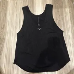 PUMA ブラック タンクトップ リブ編み