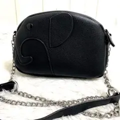 〖美品〗ショルダーバッグ チェーンショルダー ななめがけ ぞうさん 黒 お買い物