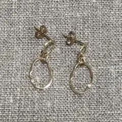 アガット ピアス 一粒ダイヤ イエローゴールド K10 agate