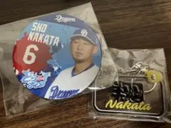 中日ドラゴンズ　中田翔　缶バッジ&キーホルダー　ドラゴンズガチャ