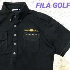 《美品》FILA GOLF 半袖 ポロシャツ ブラック 黒 メンズ Mイタリア