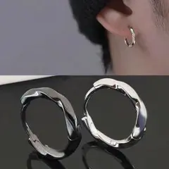 【ブラックカラー】ピアス　メンズ　フープピアス　ステンレス