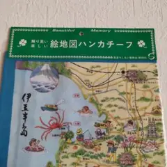 【未使用】　レトロ　絵地図ハンカチーフ　伊豆半島