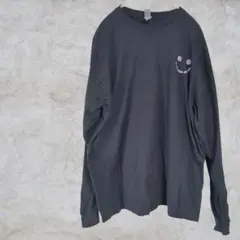 GILDAN ブラック Tシャツ XL スマイリーフェイスプリント
