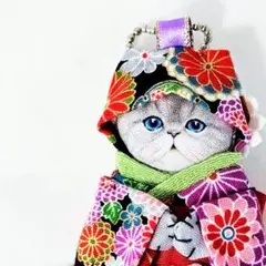 ルミ・和装、猫・コヤンイサムチョン・バックチャーム、ストラップ・マスコット・可愛