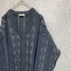 90S vintage 柄ニット Vネック 個性派 古着 メンズ L 菅田将暉