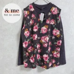 新品　glossibeaut レイヤードニットカットソー　重ね着　花　ポケット
