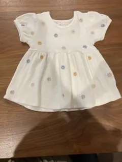 花柄刺繍 フリル袖チュニック　ワンピース 90