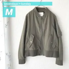 セブンデイズサンデイ アウター M カーキ薄地上着ブルゾン MA-1グリーン系