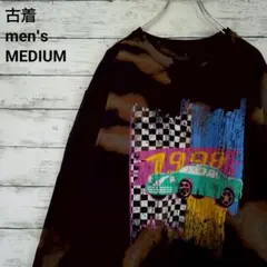 古着 makeright スウェット1998年デザイン ブリーチ ダイダイ 黒M