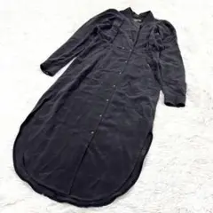 フォトコピュー ABBEY シャツ ワンピース ノーカラー ブラック シルク
