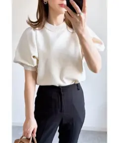 【完売品】&.NOSTALGIA パフスリーブスポンジニットトップス