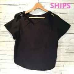 定価12000円　SHIPS ネイビー 半袖シャツ リボン付き　トップス