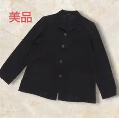 美品　フォーマルジャケット　ブラック　無地　涼しい　冠婚葬祭【ピノノアール】