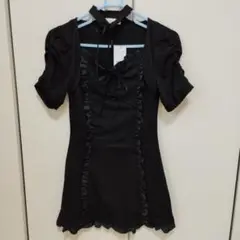 pium フリル切替チョーカーカットワンピース ブラック 黒 松本ももなカタログ