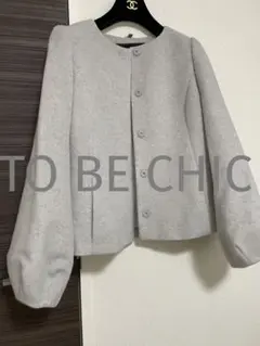 美品TO BE CHICトゥービーシックアンゴラシャギーショートコート40
