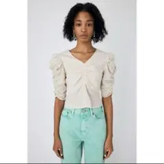 moussy GATHER SLEEVE ブラウス ギャザー パフ Vネック