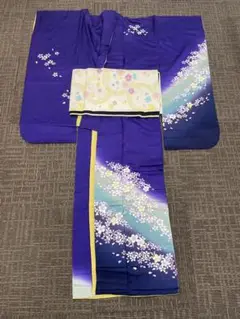 振袖 正絹 帯セット 紫紺