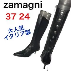 ★大人気★ザマーニ ミドルブーツ サイドジップ スタッズ 美脚 イタリア製 37