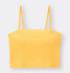 【美品】ジーユー ブラフィールクロップドチューブトップ イエロー XL