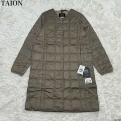 [極美品] タイオン ロングダウンジャケット XL Ｖネック ベージュ タグ付き