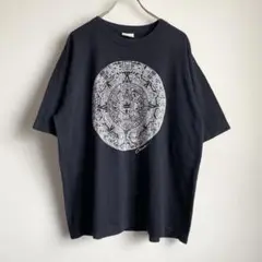 80s90s メキシコ製 アステカ文明　マヤ暦 カレンダー　発泡プリントtシャツ