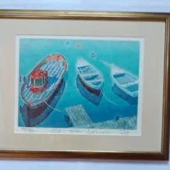 絵画額装超大判山家久幸リトグラフ87年作直ED直サインレア作品