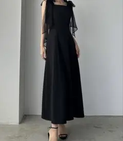 Louere チュールリボンキャミワンピース S ブラック