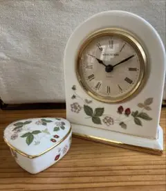 新品電池付 WEDGWOOD ワイルドストロベリー 置時計 小物入 セット 美品